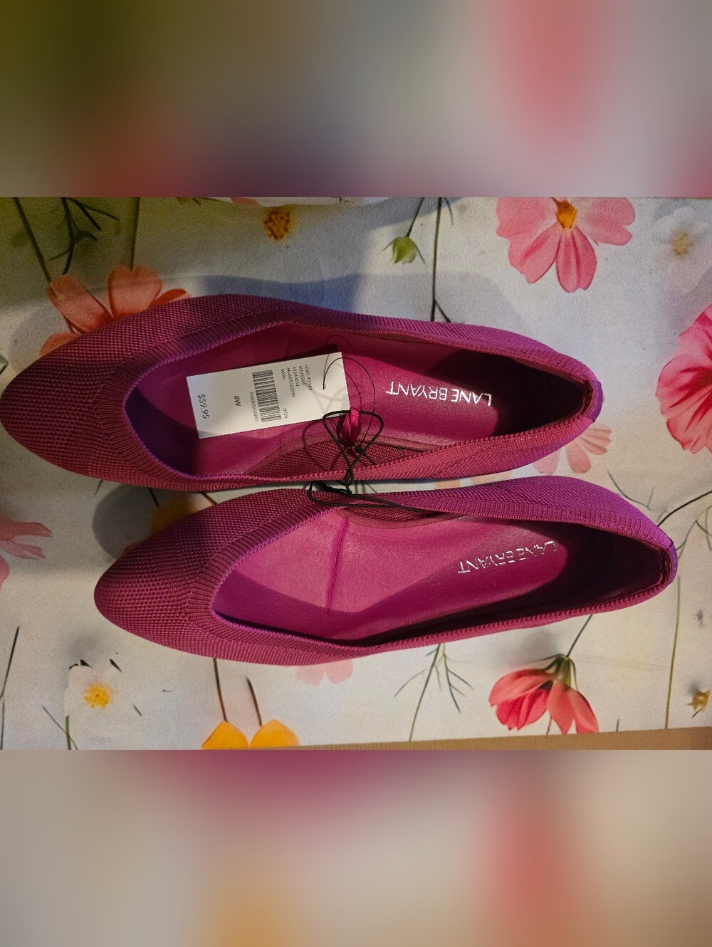 Lane Bryant Fuchsia Knit Slip-On Flats